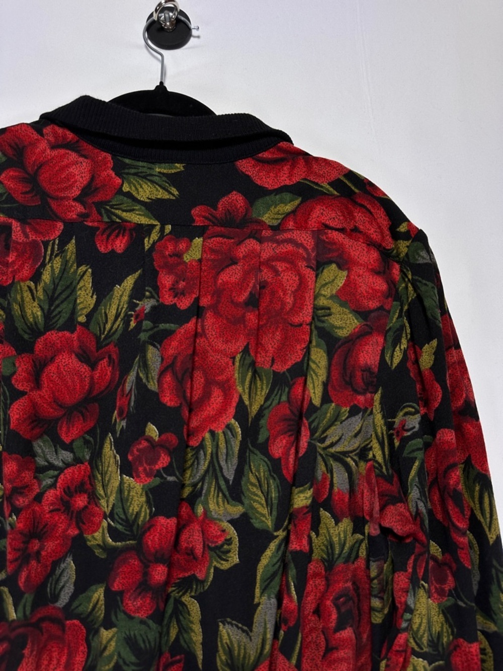 Vintage Gibi Roma Wool Floral Tunic Blouse Red Rose Print Collared Top 12 - Picture 5 of 10
